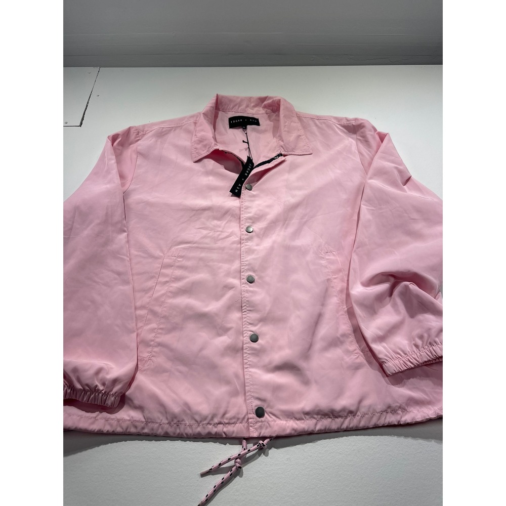 Edgar + Ash Pink Coach Jacket Women 2XL Snap Front Windbreaker Lightweight Lined
